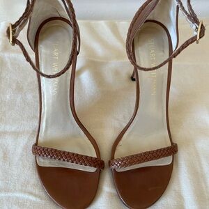 Stuart Weitzman Brown Braided Leather Sandal 7.5